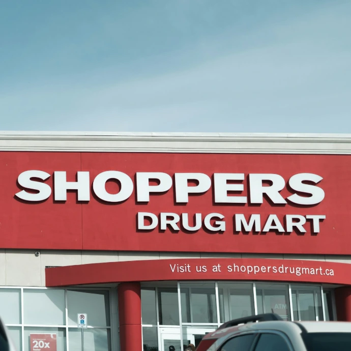 a large red sign on a building